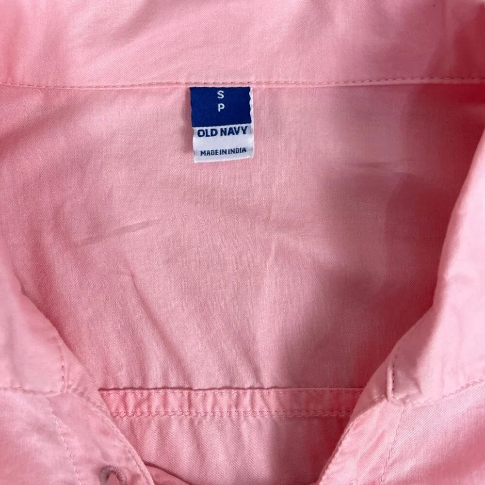 Old Navy Pink Lace-Up Poplin Poet Blouse Cottagecore Renaissance Small - Picture 11 of 16